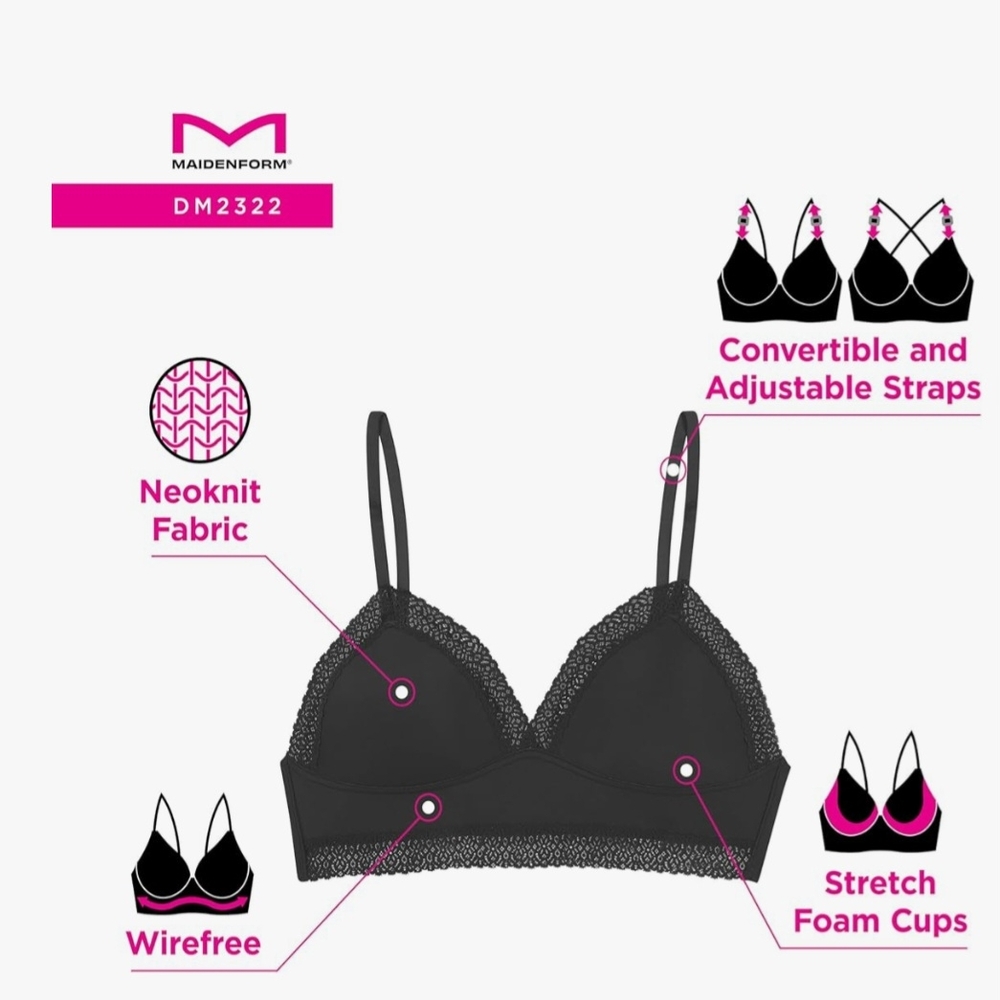 Maidenform Black Lace Detail Bra - Picture 6 of 11